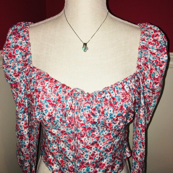 SALE!  Beautiful AFRM Red Aqua Form Fitting Top - Picture 3 of 8